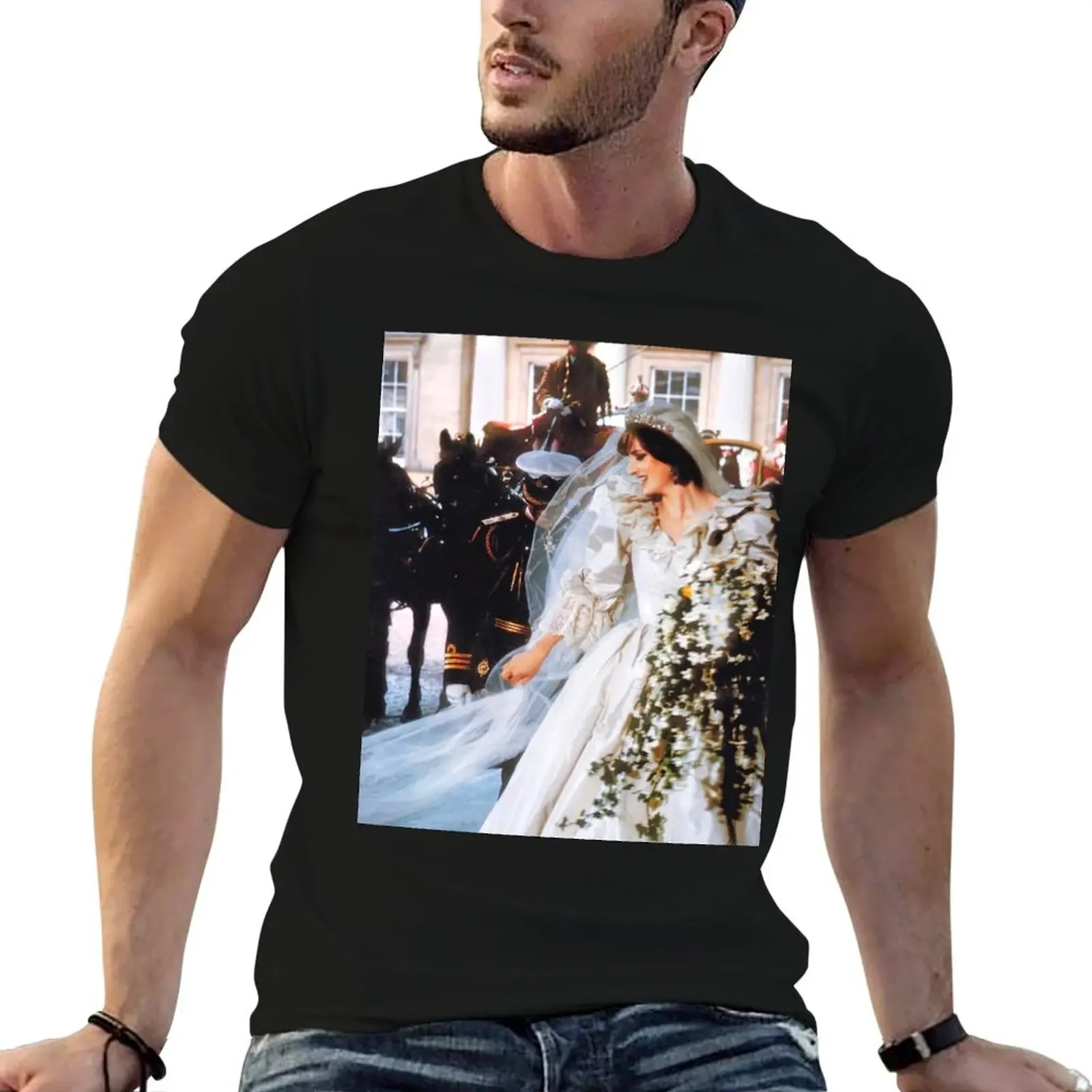 Princess Diana on her wedding day, 1981. T-Shirt tops animal prinfor boys Aesthetic clothing plain white t shirts men