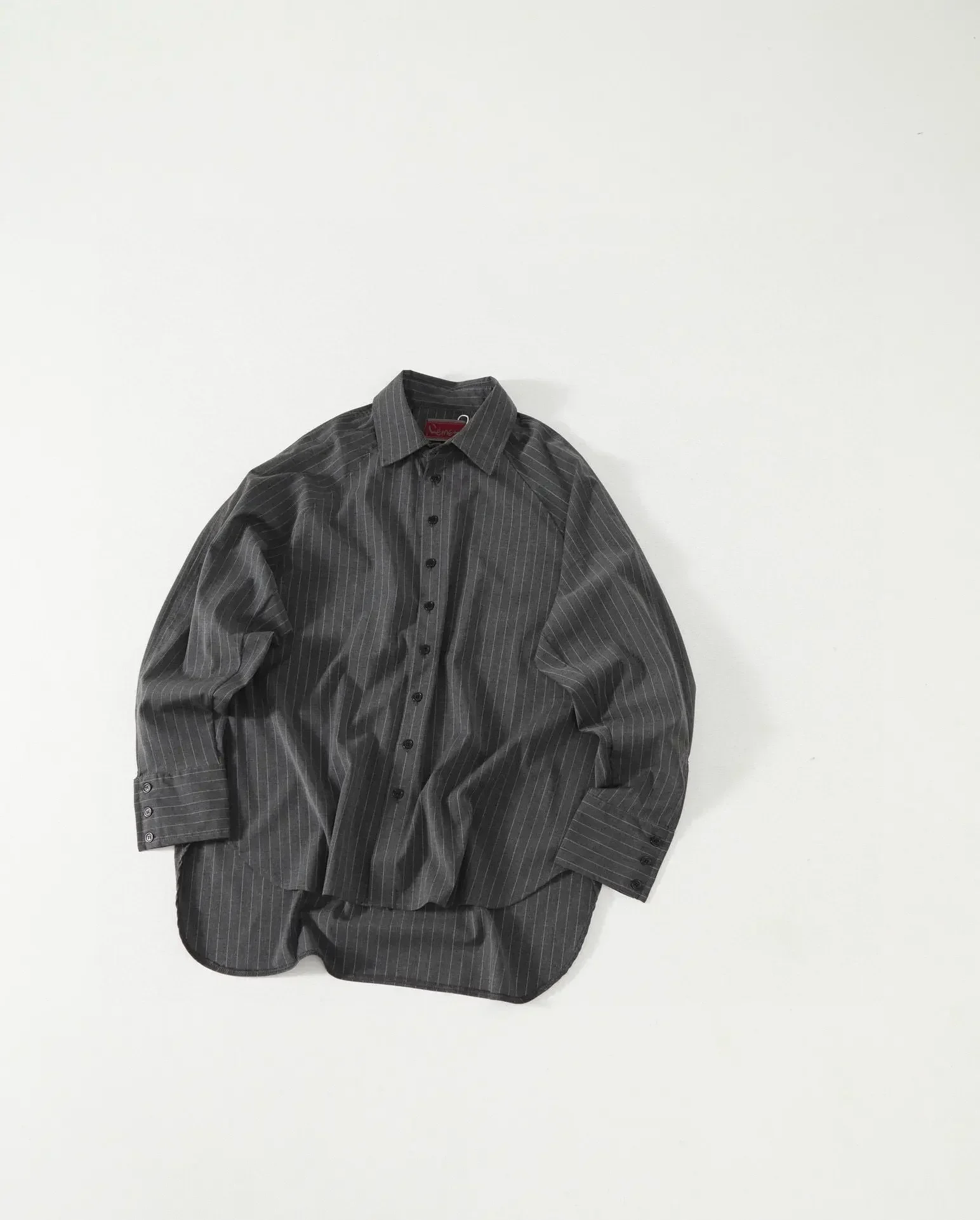 Japanese niche knot print simple loose casual striped long-sleeved shirt