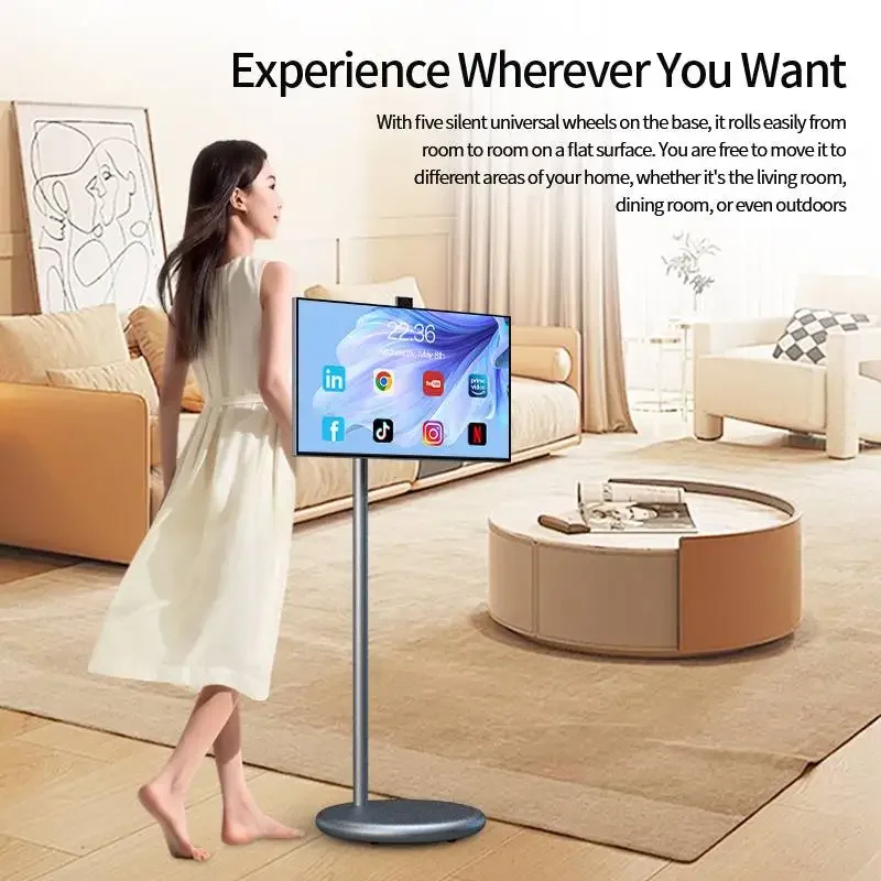 

Заводская OEM Android13 Подвижный мини-телевизор Портативный регулируемый экран Android Smart TV 27 дюймов 6 + 128 ГБ Внутреннее телевидение Smart TV