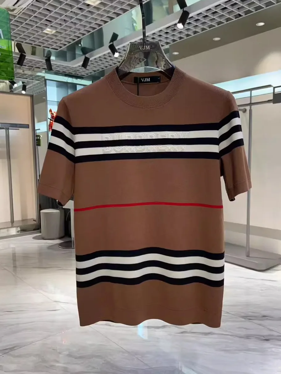 

Мужской модный повседневный вязаный свитер из смесовой шерсти в полоску, удобный, теплый, свободного кроя, с круглым вырезом