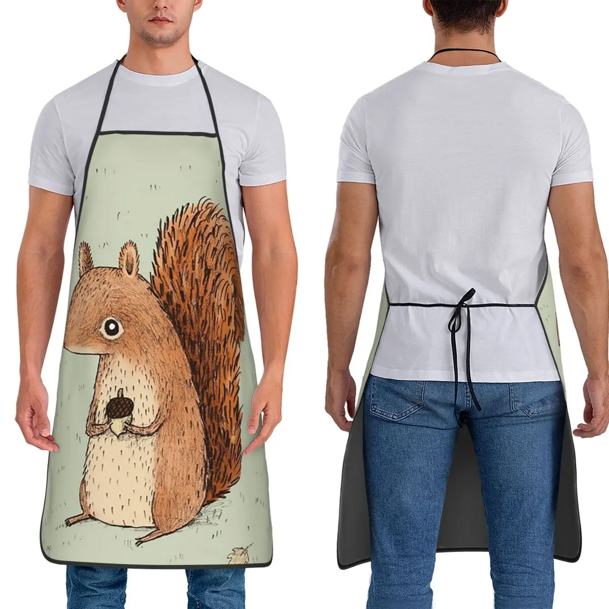 

Sarah The Squirrel Aprons Chef Cooking Cuisine Tablier Sleeveless Bib Kitchen Cleaning Pinafore for Women Men Gardening
