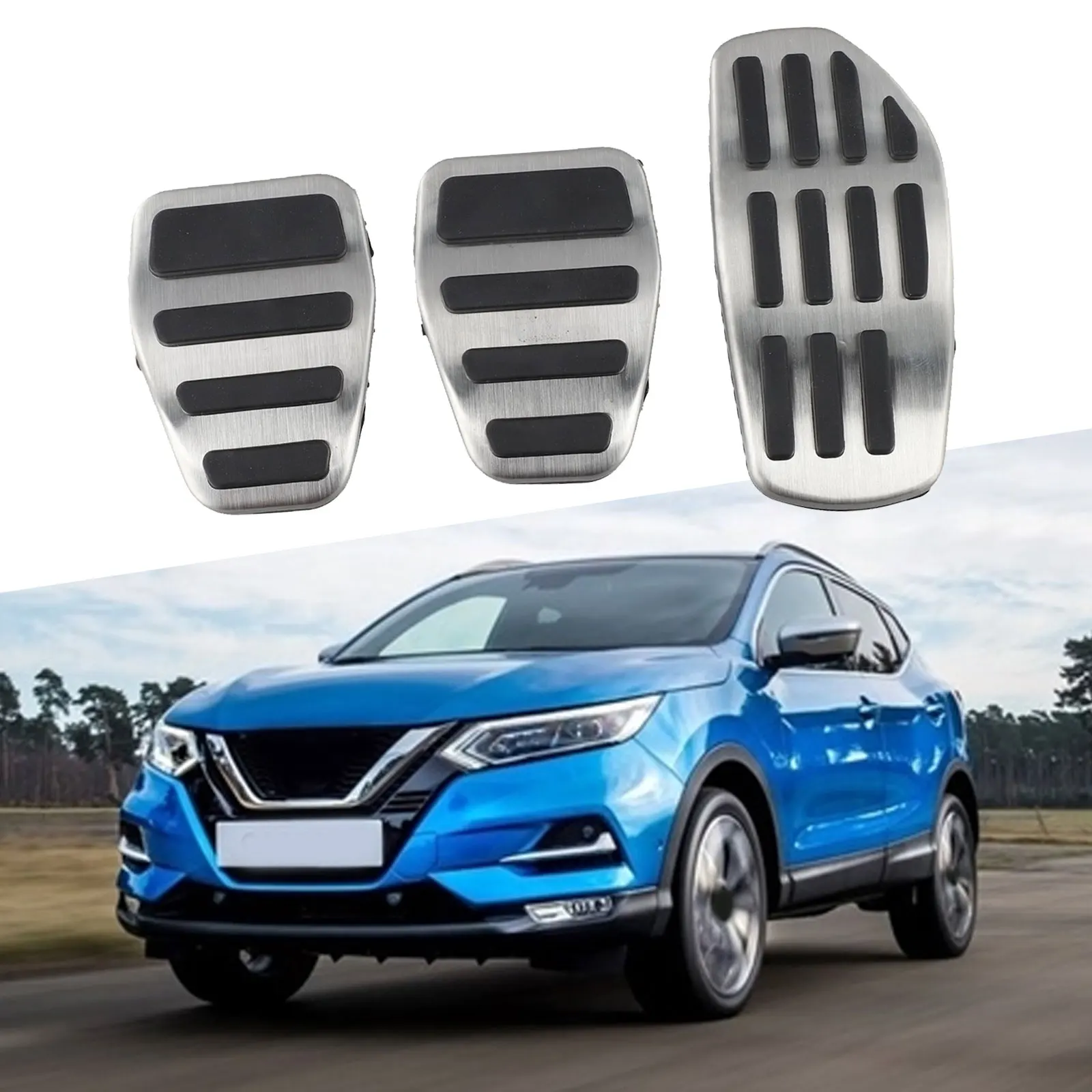 3pcs Throttle And Brake Pads For Nissan For X-Trail For Qashqai For Kicks Stainless Steel for accelerator And Brake Anti-slip