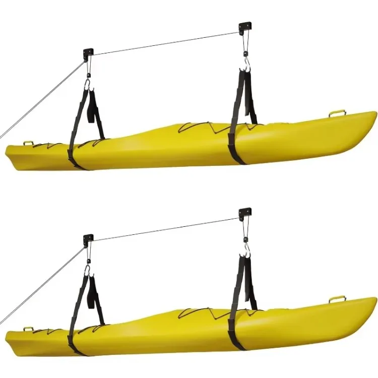 

Kayak Hoist 2-Pack Quality Garage Storage Canoe Lift with 125 lb Capacity Even Works as Ladder Lift Premium Quality