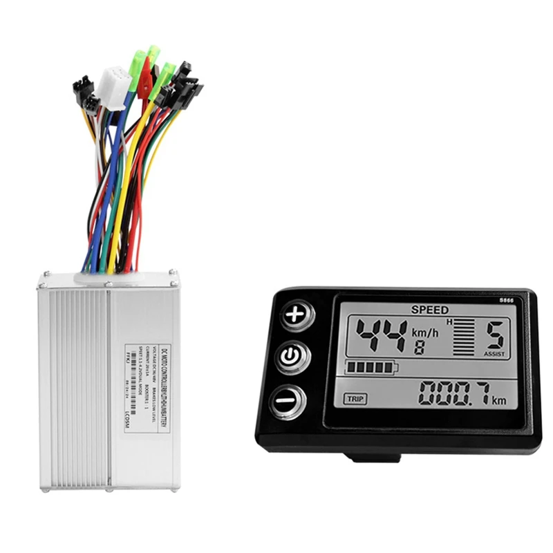 S866 Electric Bike LCD Display Meter SM5PIN +20A 36V/48V Sine Wave Controller For Mountain Bike Modification Kit