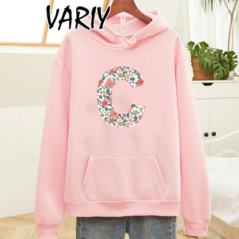 Inverno in pile C lettera stampata Harajuku stampa pullover spesso allentato donna felpe con cappuccio felpa femminile O-collo Casual dropshipping