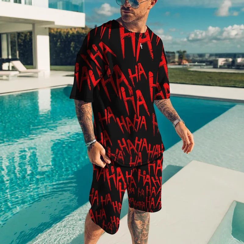 Mannen Sets Speelkaarten Nieuwe Zomer Korte Mouwen T-shirt Oversized Pak Mode Tweedelige Straat Korte Mouwen 3D Afdrukken 6XL