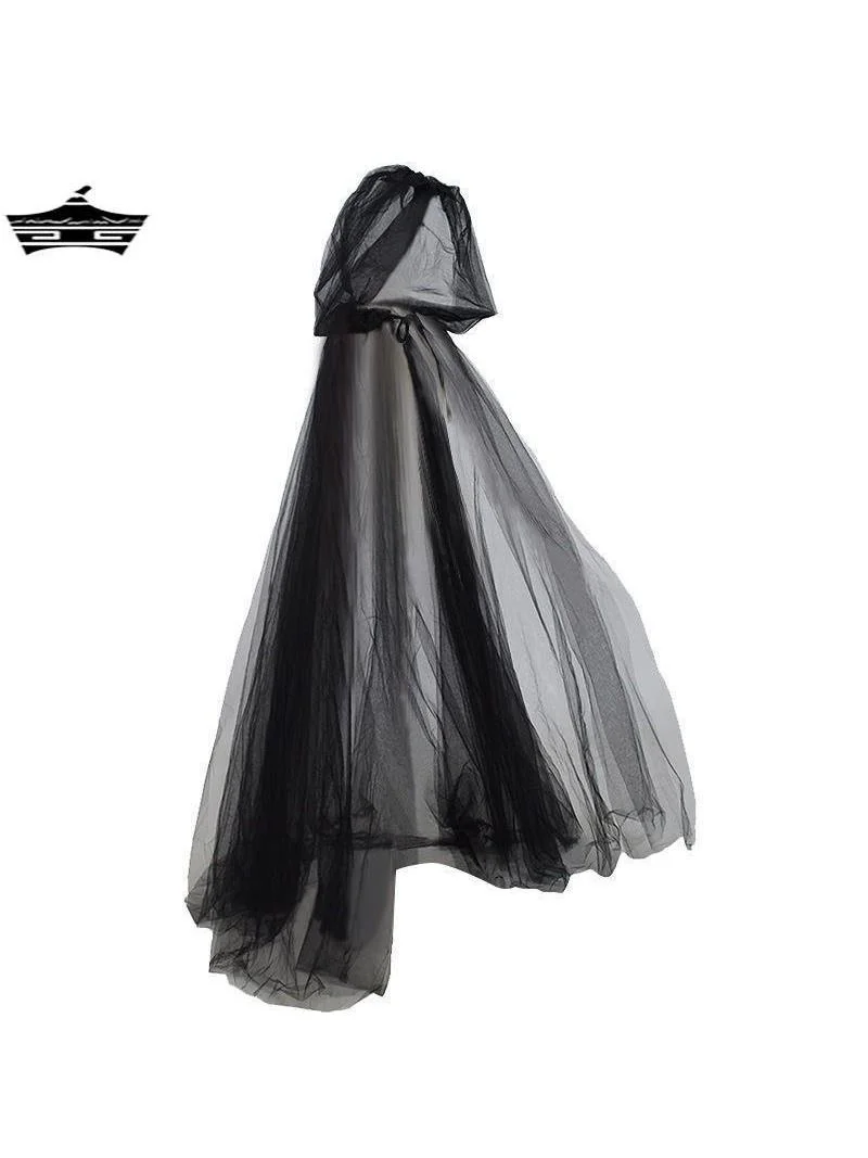 عباءة ساحرة بغطاء للرأس طويلة بيضاء اللون للرجال والنساء من سلسلة loween k رداء بحزام أزياء الهالوين...
