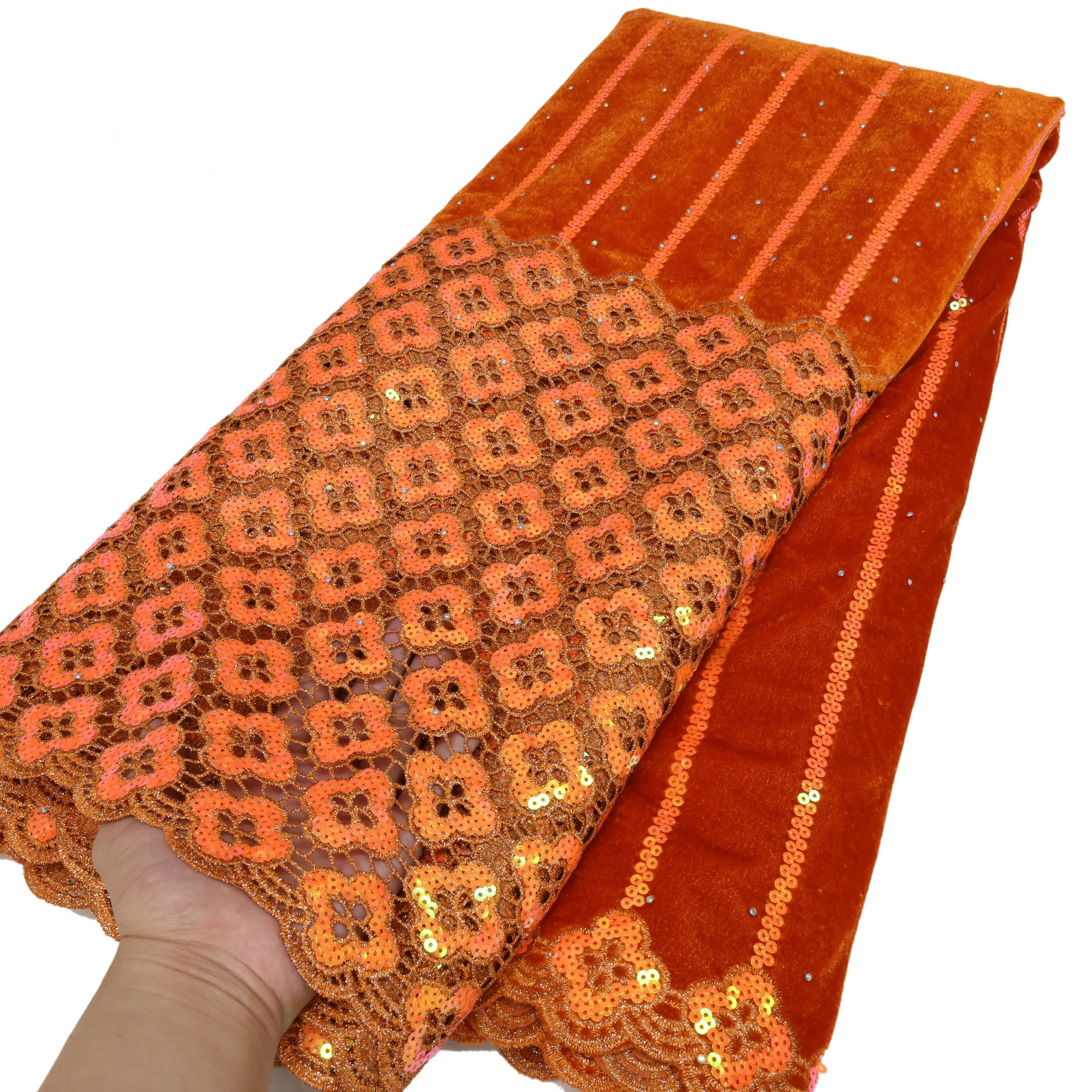 

French Velvet Sequins Lace Fabric 2025 High Quality Nigerian African Tulle Lace Fabric With Stones For Party Dress