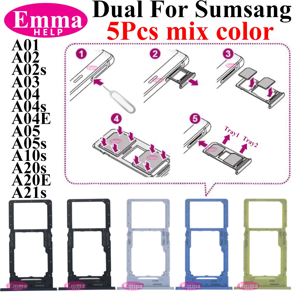 5szt Szuflada adaptera karty SIM do Samsung Uchwyt czytnika kart SIM Uchwyt gniazda karty SIM A01 A02s A03s A04s A05s A10s A20s A21s