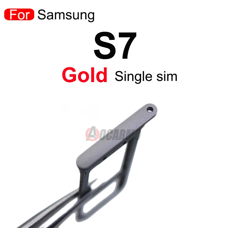 Aocarmo For Samsung Galaxy S7 G930 G930F Gold/Silver/Grey Single Dual Metal Plastic Nano Sim Card Tray Slot Holder