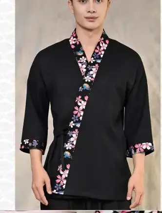 Flores de cerezo cocina japonesa Sushi Chef uniforme mujer restaurante camisa trabajo Kimono primavera
