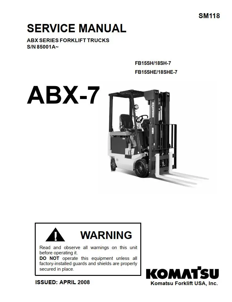 

Komatsu Forklift Service Manuals Class 1-5 US 2.48GB PDF