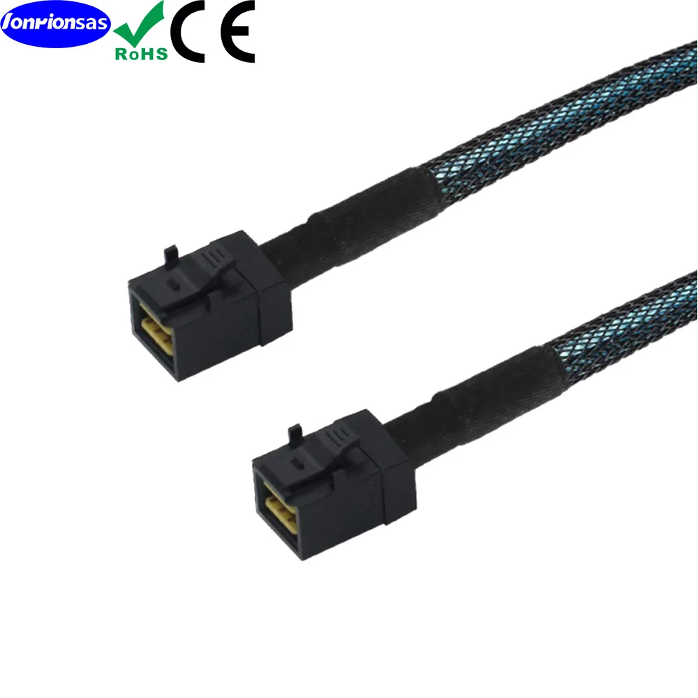 12Gbps Internal MiniSAS HD SFF8643 to SFF8643 Cable 100Ohm Impedance With Sideband Signal Wire for Server RAID