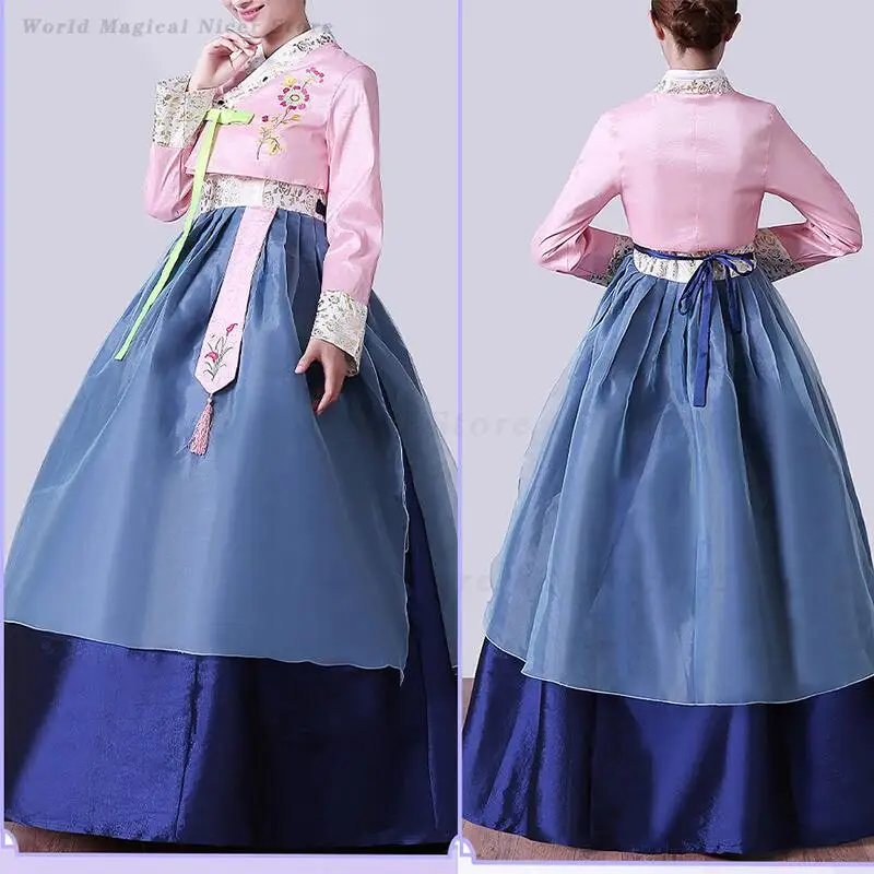 

Embroidrty Flower Hanbok Lady North Korea Clothes Traditional Wedding Costume Trendy Performance Dance Sets Spring New 2Pcs