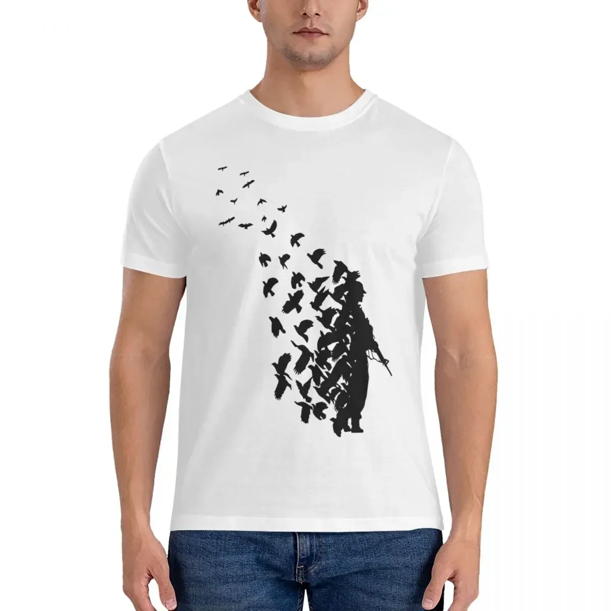 Mens clothing Banksy Birds T-shirt Men\'s Funny Oversized T Shirt Men O-Neck Summer Shirts Tops S-6XL