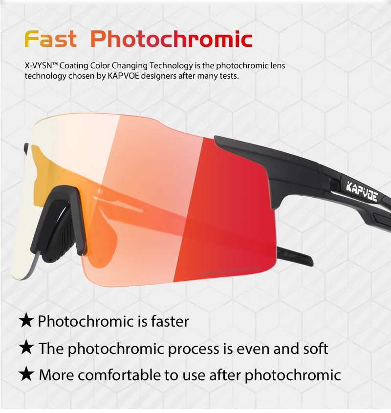 Kapvoe 2026 Photochrome Fahrradbrille Randlos Herren Laufbrille Outdoor-Sportbrille MTB-Brille Fahrradbrille – Detail 4