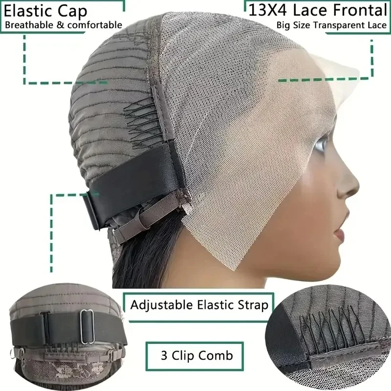 رخيصة مستقيم قصير بوب شعر مستعار عابث قطع شعر مستعار 13x4 HD الدانتيل الباروكة الأمامية 100% شعر الإنسان واي الجانب جزءها قبل قطعها للنساء السود #6