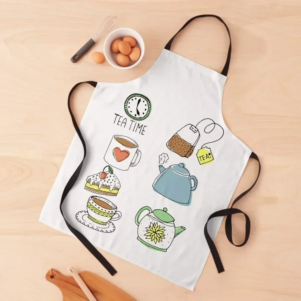 

Tea Time Apron waterproof for women For Cosmetologist Kitchen Apras Man Kitchen Apras For Women Apron