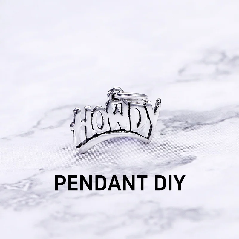 S925 Silver Howdy Banner Charm, Vintage Western Cowboy Ribbon Pendant, Country Slogan Dangle for Bracelet Necklace, Gift for Her