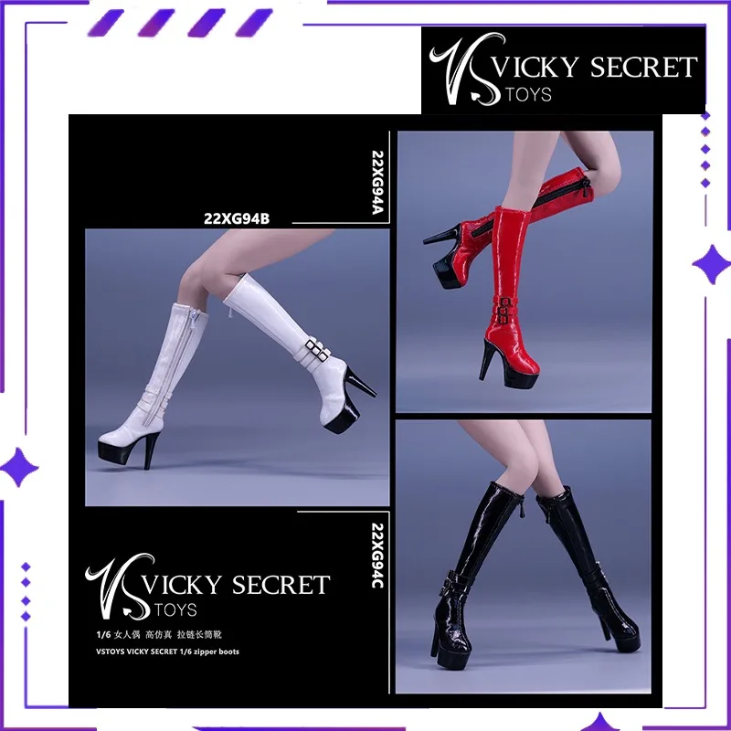 

VSTOYS Original 1/6 Zipper Long Boots, Hollow Boots Suitable for Women, Even Wrapped in Rubber, Women's Body, Soldieraccessories