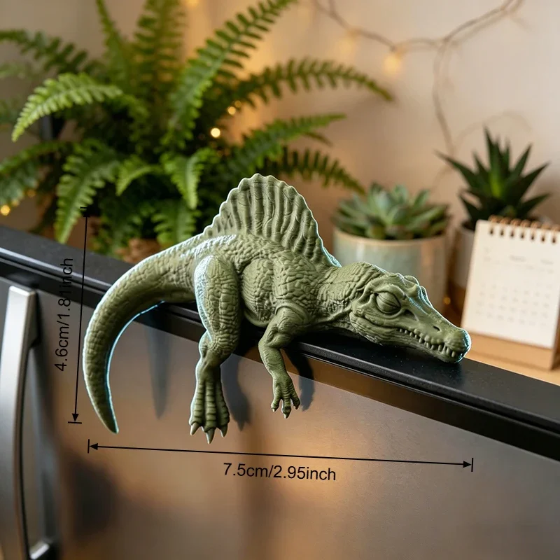 Sleeping T-Rex Monitor Topper Figurines 3D Printed Mini Lazy Dinosaur Ornaments for Desk/Monitor/Shelf Cute Jurassic Dino Decor view 3