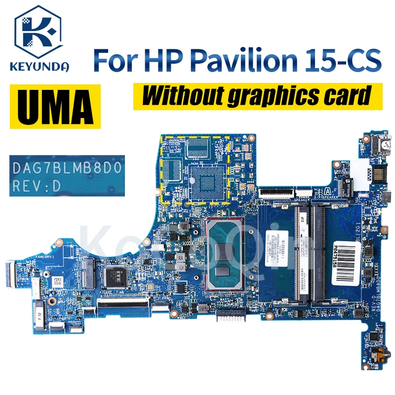 Imagem -03 - Laptop Motherboard para hp Pavilion 15-cs Notebook Mainboard Dag7blmb8d0 L67287601 L67288-601 L76585-601 i5 i7 10th Gen Gpu 2g