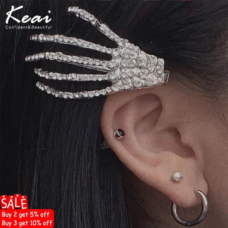 Shining Skull Hand Rhinestone Hair Clips Women Head Wrap bling Hair Clips Women Styling Tool Hairgrip Diamond Hair Accessories