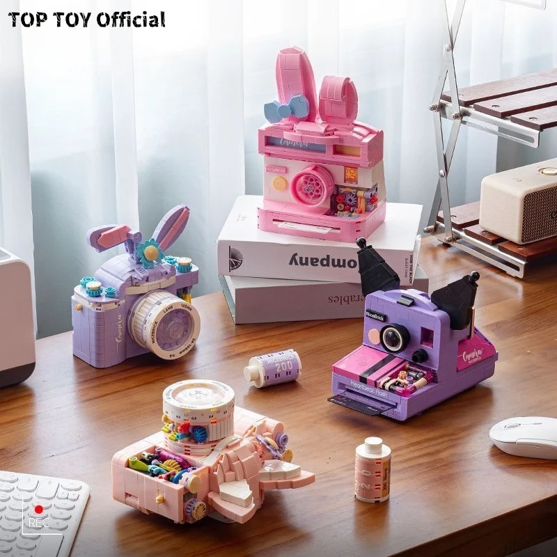 

Kawaii Retro Camera SLR Building Blocks Small Particles Children's Assembled DIY Toy Model Desktop Ornament Holiday Gift