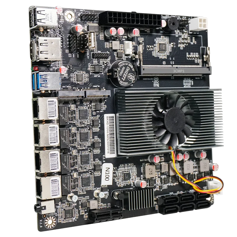 BKHD NAS N100 DDR5 Moederbord Met I/O Shield 6 * SATA3.0 2.5G Nics Mini ITX 17x17CM 2 * M.2 Voor Zachte Router Opslag Server