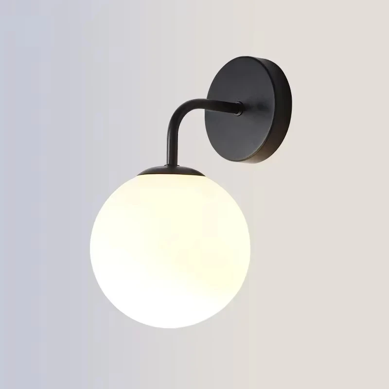 Modern Glass Bedside Wall Lamp with Nordic Simple Living Room Bedroom Study Corridor Decorative Lights Indoor Lighting