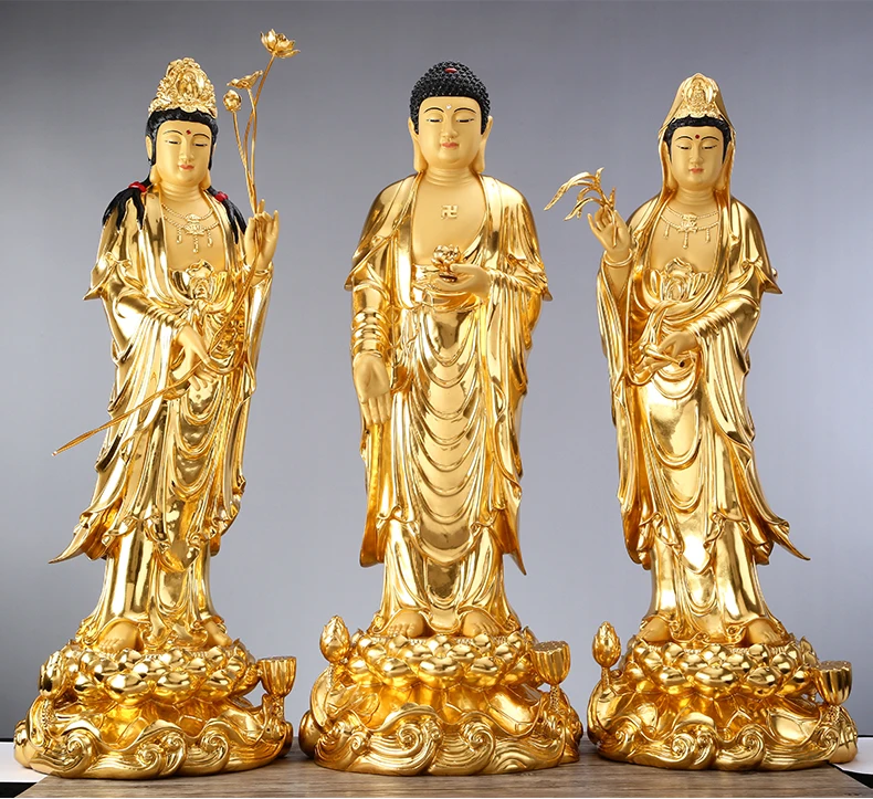 3P Large Buddhism high grade gold gilding copper Standing Guan yin Mahasthamaprapta Buddha HOME shrine FENG SHUI 48CM