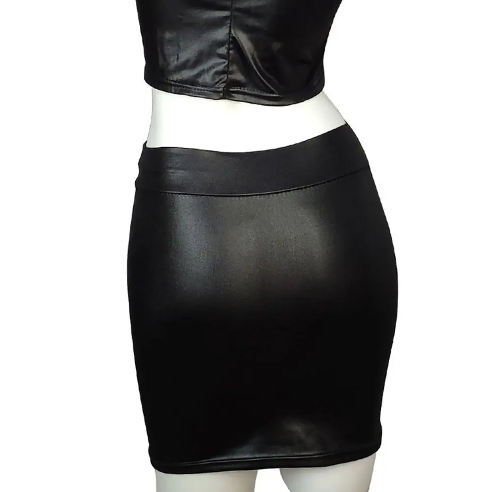 Summer Matte Leather Skirt Hot Slim Mini PU Skirt Streetwear Casual High Waist Skirt Women