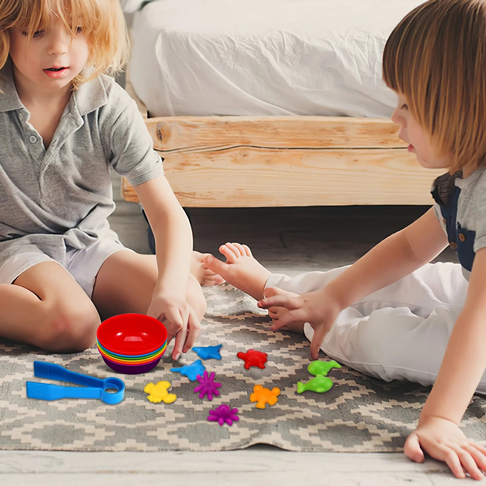 

Montessori Marine Animal Teaching Aids Soft Tpe Color Sorting Toys Cognitive Skills Development Counting Matching Games Sensory