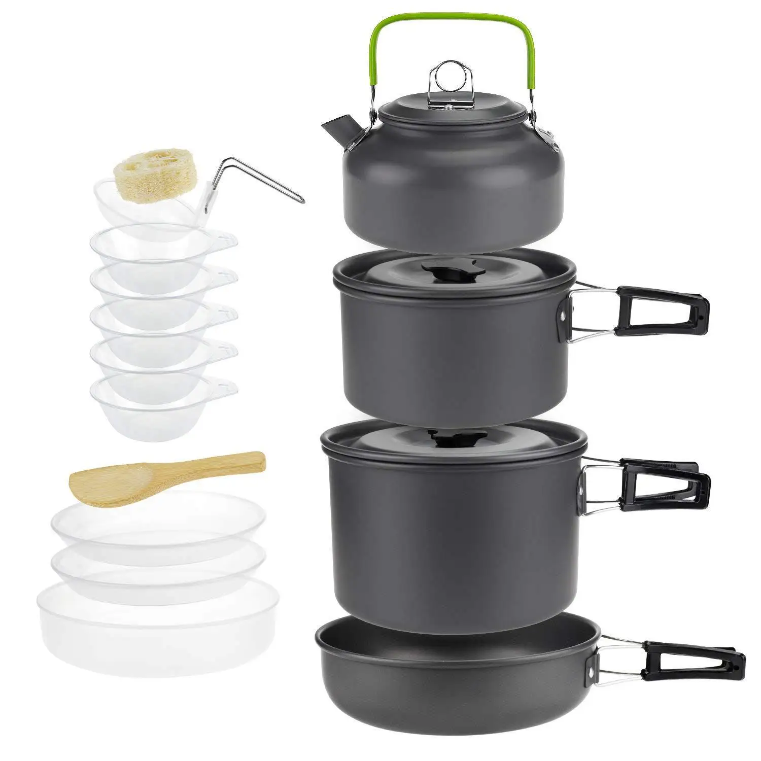 

Outdoor Camping Pot Set 4-5 People Plus Teapot Combo DS-508 Pot Set Portable Picnic Pot Set Kettle Set Hiking Cooking Supplies