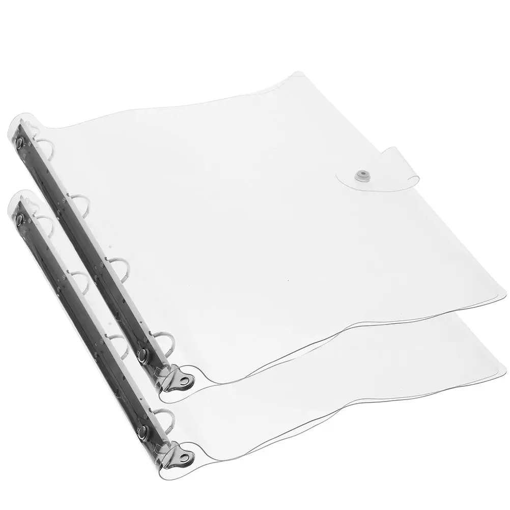 2PCS Transparent Binder Covers A4 Size Notebook Shells 4 Ring Binders School Office Supplies Plastic Dust Proof Study