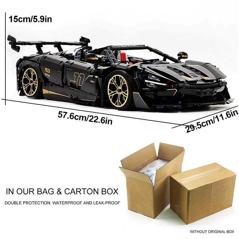 Bloque de lujo de alta tecnología, potencia de velocidad 720S, modelo de carreras genial 10625, montaje de bloques de construcción de cola de coche, juguete DIY, regalos de Navidad para chico