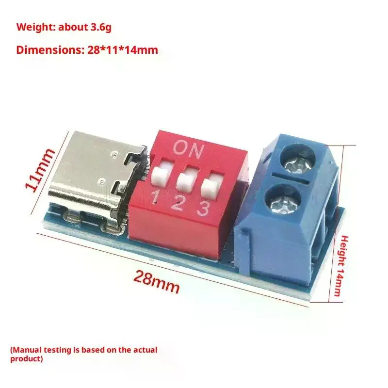 1/2/5Pcs Adjustable USB Type-C Tester, 5-20V Blue PD Power Supply Module, 100W Fast Charging Test PD Trigger Board