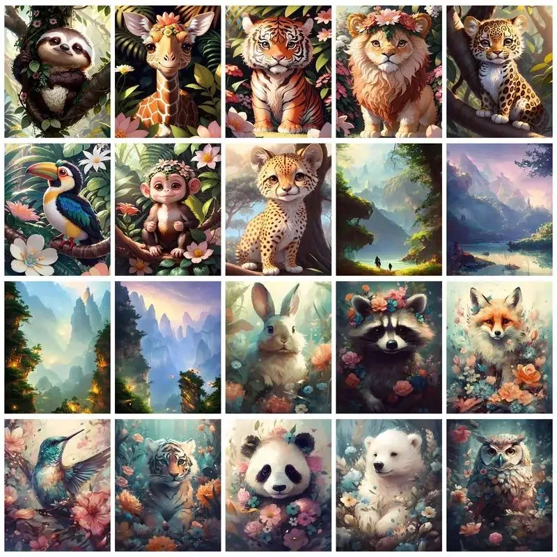 

614866 painting by number adults animals forest paint pictures by numbers Wall Decor