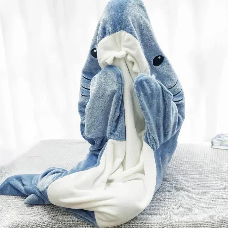 Shark Cosplay Onesie Pajamas  Flannel Loose Couple Adult Camping Sleeping Bag Wearable Blanket Funny Gifts Pajama Party Costume