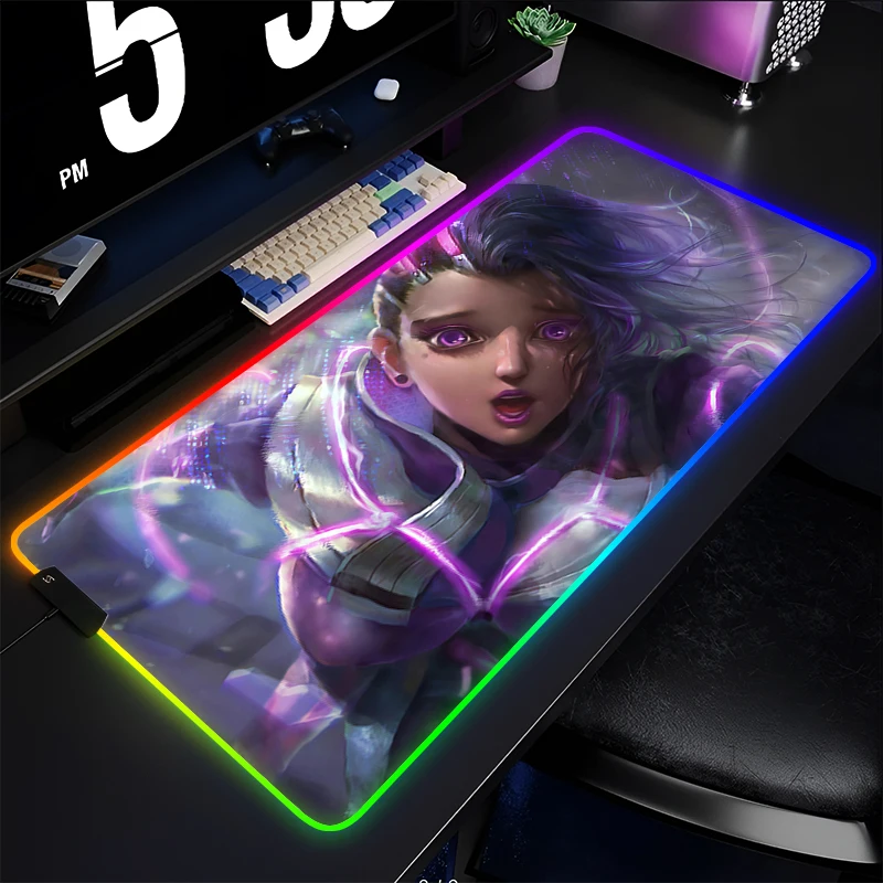 

RGB Mouse Pad Gaming Dywan Gamer Keyboard Pad LED Laptop Overwatch Sombra Desk Mat Table Carpet Anime Girl Mousepad For Computer