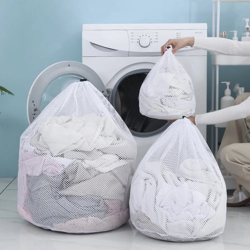 Drawstring Mesh Underwear Laundry Basket Washing Bags Organizer Net Washing Machine Bag Large Capacity Dirty Laundry Bag