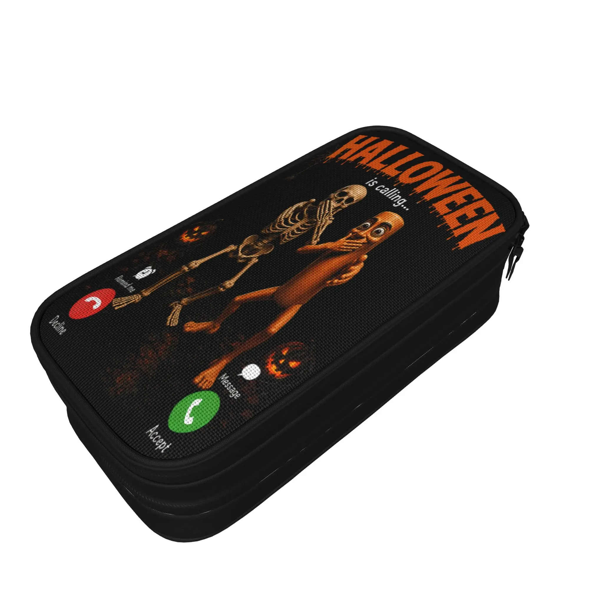 Tung Tung Sahur Skeleton Halloween is Calling Viral Dance Pencil Case Pen Box Students Kawaii Large Back To School Pencil Cases