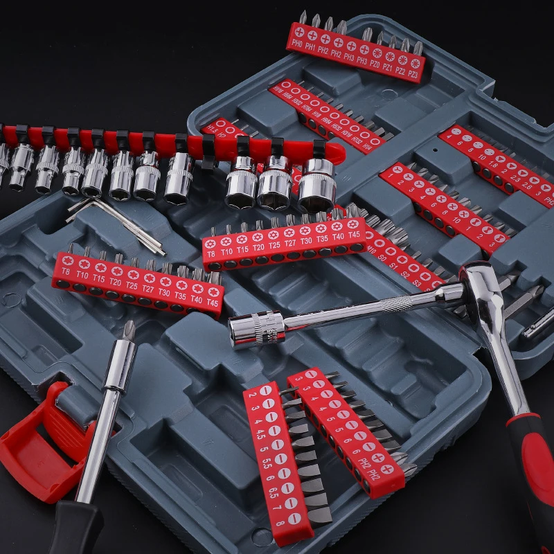 

126 Pieces 1/4 Auto Repair Tool Set Multi-Function Batch Head Screwdriver Head Set Socket Ratchet Wrench Combination