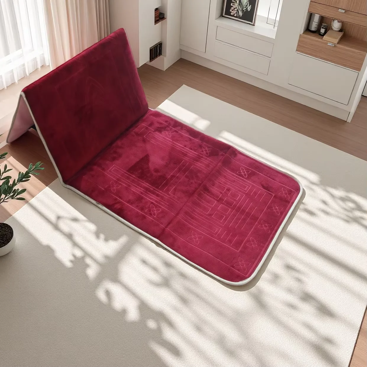 Tapis de prière musulman doux et épais, rembourré, avec support dorsal, pliable, léger, idéal pour les voyages, tapis de prière islamique pour adultes.