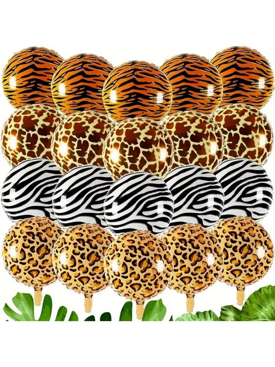 5/20 Stück Aluminiumfolienballons mit Tiermuster, 45,7 cm, Tiger, Leopard, Zebra, Hirschmuster, Luftballons, Dschungeltier, Party-Dekoration