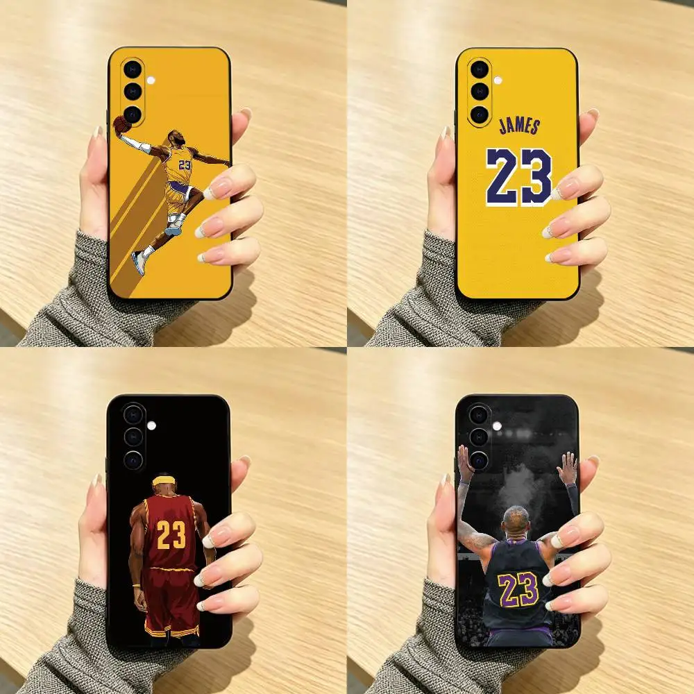 B-Basketball LeBron James 23 Phone Case Black Silicone Soft For Samsung Galaxy A73,A72,A71,A70,A53,A52,A51