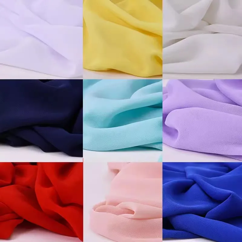 100% Polyester 75D Chiffon Fabric Soft Georgette Cloth Material 1.5m Width for Silk Dress Skirt Needlework Curtain Silky