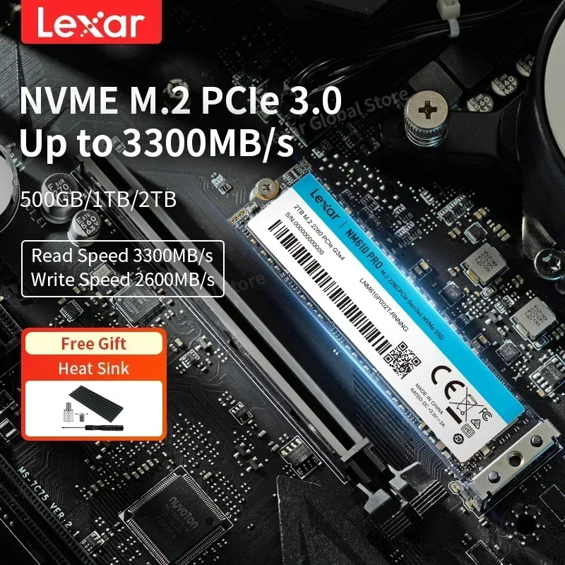 Lexar NM610 Pro Unidades internas de estado sólido SSD M2 2280 NVME 1TB 500GB 2TB M.2 PCIe3.0x4 Disco duro para computadora portátil de escritorio