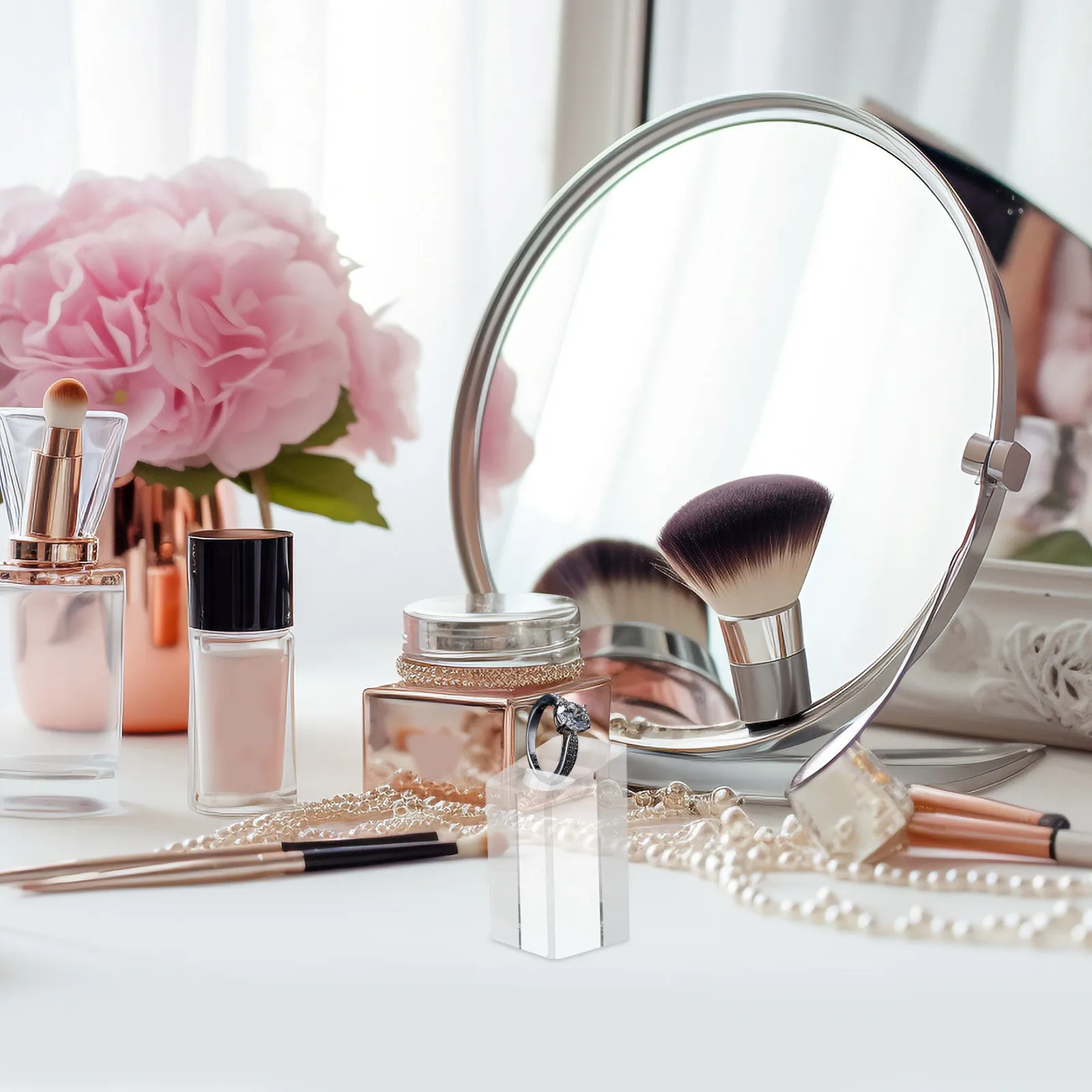 

3Pcs Small Acrylic Ring Display Stand Lightweight Clear Jewelry Stand Holder for Selling Rings Office Bedroom Decor Photo Prop