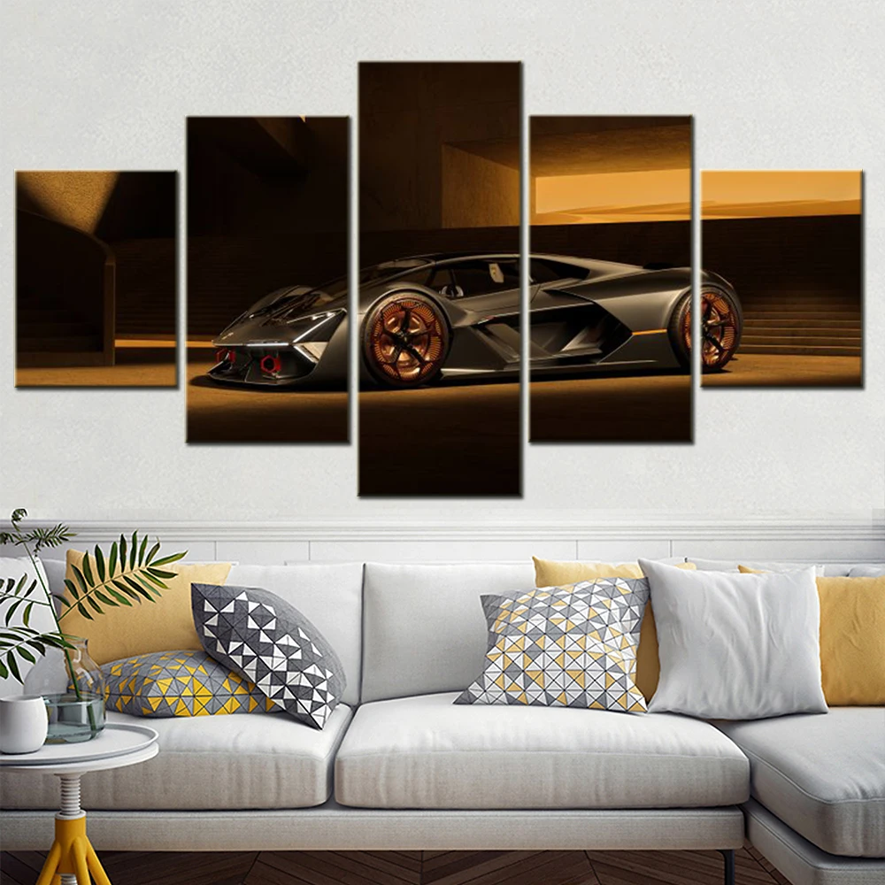 

5 Pieces Canvas Art Poster Super Cool Terzo Millennio Car Decor Painting Wall Picture Print Living Room Home Wallpaper Framework